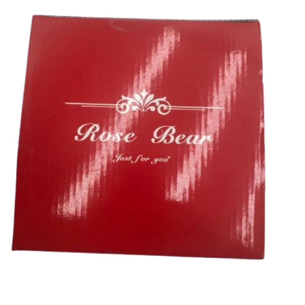NIB Rose Bear Just for You White with Red Ribbon